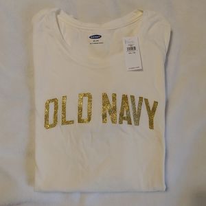 Old Navy white and gold tee